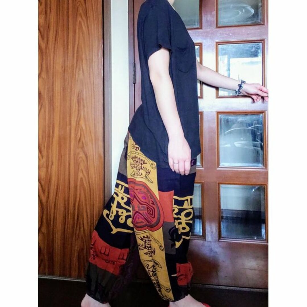 サルエルパンツ ダンス アジア系 エスニック カジュアル フリーサイズ 8-E レディースのパンツ(サルエルパンツ)の商品写真