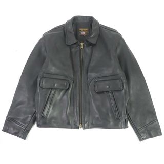 バンソン(VANSON)の極美品□VANSON バンソン ZIPUP シングル ライダースジャケット レザーブルゾンジャケット バイカージャケット ブラック 44 USA製 メンズ(ライダースジャケット)