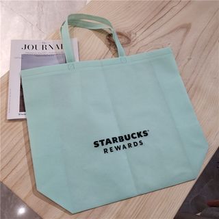 スターバックス(Starbucks)のスタバ海外限定 日本未販売　ライトグリーン　rewards不織布　トートバッグ (トートバッグ)