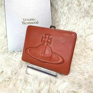 ヴィヴィアンウエストウッド(Vivienne Westwood)の美品　ヴィヴィアンウエストウッド　がま口　二つ折り財布　ビッグオーブ　オレンジ(財布)