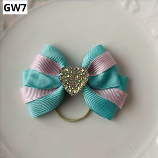 【GW7】ミント　キッズ　ヘアゴム　リボン(ファッション雑貨)