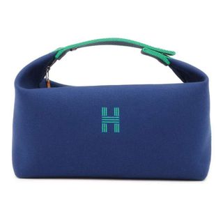 エルメス(Hermes)のエルメス ポーチ ブリッド・ア・ブラックGM ネイビー/グリーン/シルバー金具 キャンバス HERMES(ポーチ)