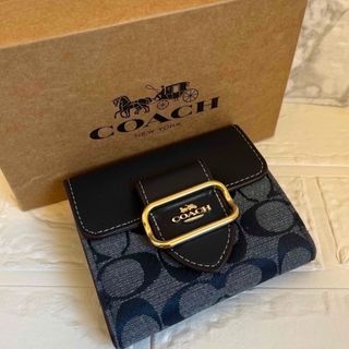 コーチ(COACH)の新品　COACH 折り財布 カラーブロック  デニム (財布)