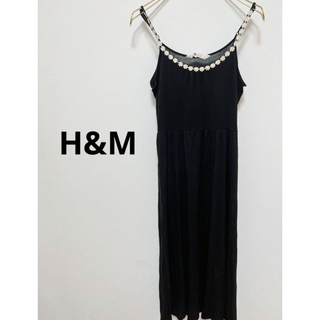 エイチアンドエム(H&M)のH&M  ワンピース　ドレス　キッズ　黒　刺繍　花柄　美品(ワンピース)