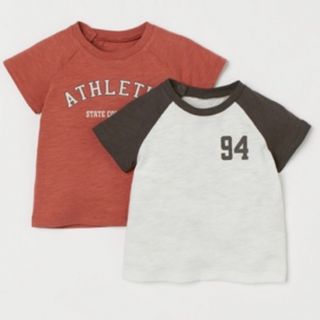 エイチアンドエム(H&M)のH&M子ども服夏用2枚セット、清涼感　ラグランTシャツ　86cm(Ｔシャツ)