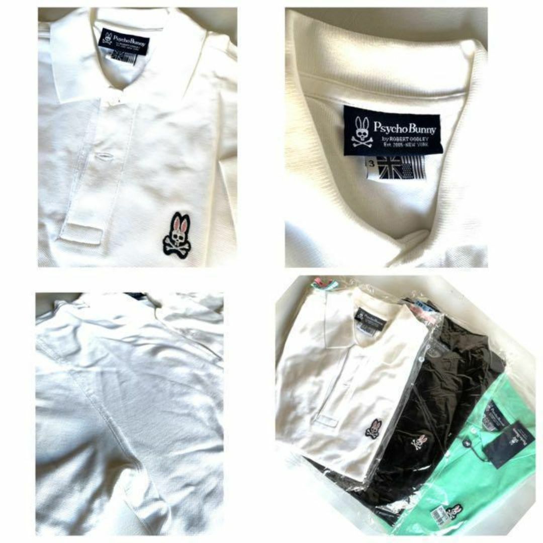 メンズ ポロシャツ ゴルフ ウエア サイコバニー 白 Psycho Bunny スポーツ/アウトドアのゴルフ(ウエア)の商品写真