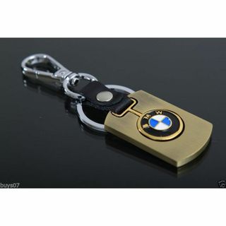 ビーエムダブリュー(BMW)のBMW キーホルダー ゴールド＆レザー 可動式 BMWキーチェーン(車内アクセサリ)