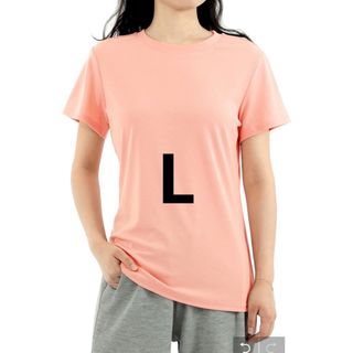 Amoretu 吸汗通気 カジュアル スポーツ ロングスリーブ 半袖 ピンク L(Tシャツ(半袖/袖なし))