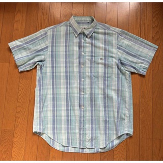ヴィンテージ　ラコステ　チェックシャツ　90s 半袖シャツ　XL ブルー