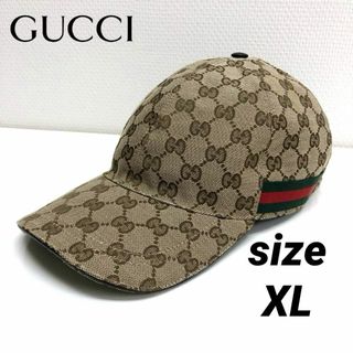 Gucci - ☆超美品☆GUCCI GGキャンバス シェリー キャップ 帽子 ベージュ XL