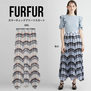 FURFUR ファーファー オレンジチェック カラーチェックプリーツスカート
