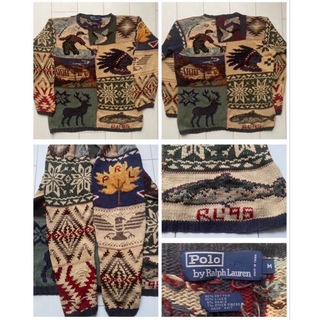 ポロラルフローレン(POLO RALPH LAUREN)の美品 90s POLO ラルフローレン RL'95 patchwork knit(ニット/セーター)