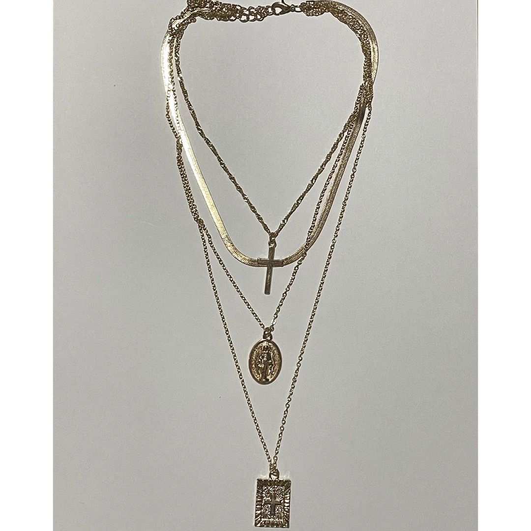十字架　ロザリオ　コインネックレス　チェーン レディースのアクセサリー(ネックレス)の商品写真