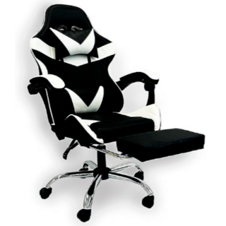 ※金属脚※ ゲーミングチェア 椅子 フットレスト付　カラー：白(デスクチェア)
