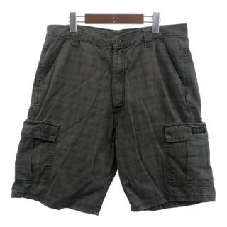 ラングラー(Wrangler)のWrangler ラングラー カーゴ ショートパンツ チェック グレー (メンズ W34) 中古 古着 Q6170(ショートパンツ)