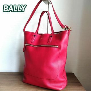 【美品】バリー　MACY　トートバッグ　2way　レザー　赤　スイス製　A4可