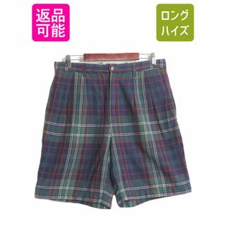 90s トミーヒルフィガー 2タック チェック コットン ショートパンツ メンズ 34 / 90年代 オールド TOMMY HILFIGER ショーツ 短パン 半パン(ショートパンツ)