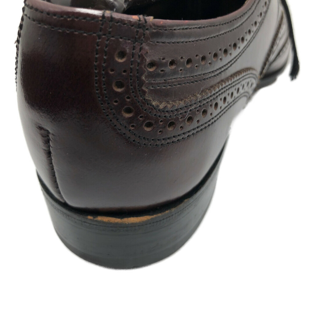 80年代 FLORSHEIM フローシャイム ウィングチップ レザーシューズ ワインレッド (メンズ 8 D) 中古 古着 KA0732 メンズの靴/シューズ(ドレス/ビジネス)の商品写真