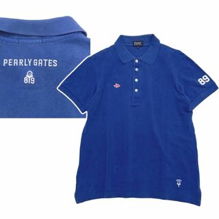 パーリーゲイツ(PEARLY GATES)のPEARLY GATES パーリーゲイツ ポロシャツ　刺繍 ブルーサイズ4(ウエア)