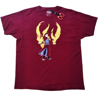 古着　ナルト　Tシャツ　XLサイズ　えんじ色　我愛羅　20周年　naruto *(Tシャツ/カットソー(半袖/袖なし))