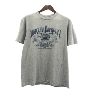 ハーレーダビッドソン(Harley Davidson)のHARLEY DAVIDSON ハーレーダビッドソン 半袖Ｔシャツ バイク ロゴ ライトグレー (メンズ L) 中古 古着 Q6172(Tシャツ/カットソー(半袖/袖なし))