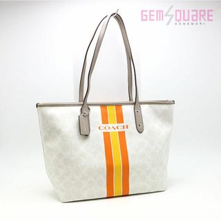 コーチ(COACH)のコーチ COACH シティジップトップトート バッグ チョーク オレンジ カーフ 中古 F38405(トートバッグ)