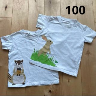 ムジルシリョウヒン(MUJI (無印良品))の無印良品 動物 プリントＴシャツ 100㎝ ２枚セット(Tシャツ/カットソー)