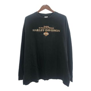 HARLEY DAVIDSON ハーレーダビッドソン 香港 長袖Ｔシャツ バイク 大きいサイズ ロゴ ブラック (メンズ 3XL) 中古 古着 Q6175