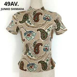 ジュンコシマダ(JUNKO SHIMADA)の美品　49AV. ジュンコシマダ　ウール生地　半袖　総柄　 38(ニット/セーター)