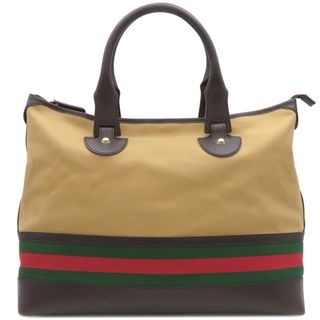 グッチ(Gucci)のグッチ GUCCI ボストンバッグ シェリーライン トラベルバッグ キャンバス レザー ベージュ×ブラウン ゴールド金具 トラベルバッグ  【保存袋】【中古】(ボストンバッグ)