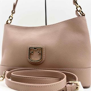 フルラ(Furla)の美品 フルラ ハンドバッグ ワンショルダー 2way レザー シボ ピンク(ハンドバッグ)