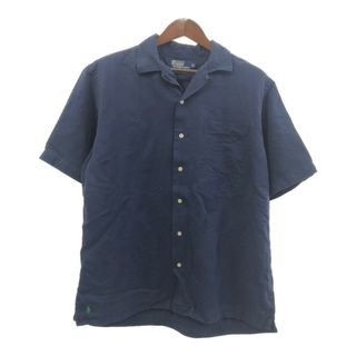 ポロラルフローレン(POLO RALPH LAUREN)の90年代 Polo by Ralph Lauren ラルフローレン CALDWELL シルク リネン 開襟シャツ オープンカラー ネイビー (メンズ L) 中古 古着 Q6178(シャツ)