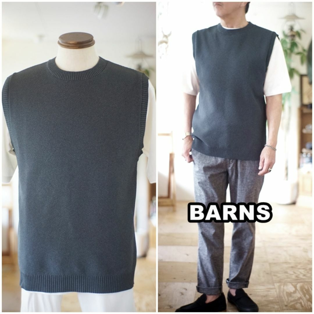 Barns OUTFITTERS(バーンズアウトフィッターズ)のバーンズ BARNS サマーニット ベスト　クルーネック ベスト24220 M メンズのトップス(ベスト)の商品写真