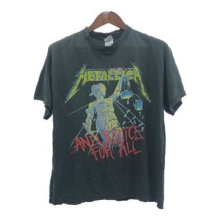 90年代 METALLICA メタリカ And Justice For All 半袖Ｔシャツ バンドT ブラック (メンズ L) 中古 古着 Q6180(Tシャツ/カットソー(半袖/袖なし))