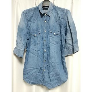 RAGEBLUE 五分袖 デニムシャツ Ｍサイズ 青 レイジブルー アメカジ 服