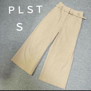 プラステ(PLST)のプラステ　リネンブレンドストレッチハイウエストワイドパンツ  S(カジュアルパンツ)