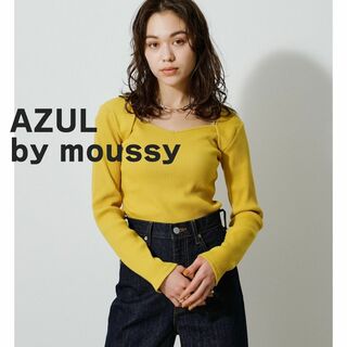 アズールバイマウジー(AZUL by moussy)のAZUL by moussyアズール　マウジー　カットソー　イエロー　長袖　リブ(カットソー(長袖/七分))