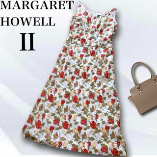 MARGARET HOWELL - マーガレットハウエル ワンピース ノースリーブ 花柄 ロング丈 ホワイト系 Ⅱ