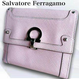 サルヴァトーレフェラガモ(Salvatore Ferragamo)のサルヴァトーレフェラガモ 財布 二つ折り ピンク サフィアーノレザー ガンチーニ(財布)