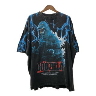 LOITER GOZILLA ゴジラ 半袖Ｔシャツ 大きいサイズ ムービーT ブラック (メンズ 3XL) 中古 古着 Q6187(Tシャツ/カットソー(半袖/袖なし))