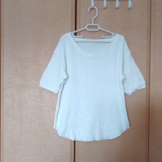 ジーユー(GU)のGU♥ワッフル Tシャツ カットソー トップス 白 ホワイト 半袖(Tシャツ(半袖/袖なし))