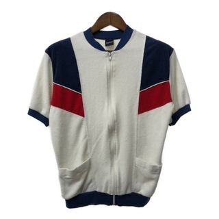 80年代 USA製 Jantzen ジャンセン サイクリングジャージ ホワイト (メンズ L) 中古 古着 Q6190(Tシャツ/カットソー(半袖/袖なし))