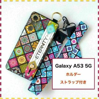 GalaxyA53 5G ケース ホルダー 曼荼羅 赤 ギャラクシー A53(Androidケース)