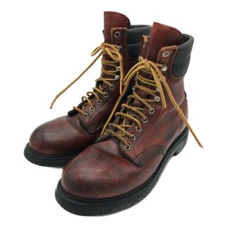 90年代 RED WING レッドウィング ワークブーツ プリント羽根タグ スチールトゥ レッド (メンズ 27cm相当) 中古 古着 KA0836(ブーツ)