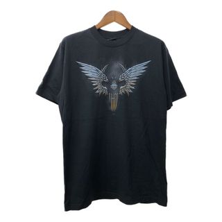 ハーレーダビッドソン(Harley Davidson)の00年代 USA製 HARLEY DAVIDSON ハーレーダビッドソン 半袖Ｔシャツ バイク ロゴ ブラック (メンズ L) 中古 古着 Q6194(Tシャツ/カットソー(半袖/袖なし))