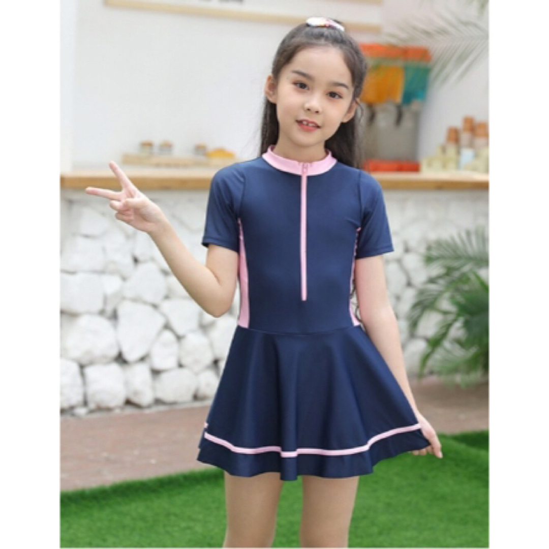 新品ワンピース水着　140cmスクール水着　女の子　小学生 キッズ/ベビー/マタニティのキッズ服女の子用(90cm~)(水着)の商品写真