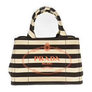 プラダ(PRADA)のPRADA プラダ ショルダーバッグ - アイボリーx茶(ボーダー) 【古着】【中古】(ショルダーバッグ)