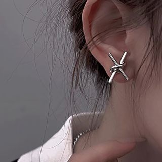 レディース　ピアス　シルバー　アクセサリー　クロス　シンプル(ピアス)