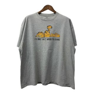 GARFIELD ガーフィールド 半袖Ｔシャツ 大きいサイズ アニメT キャラクター ライトグレー (メンズ 3XL) 中古 古着 Q6197(Tシャツ/カットソー(半袖/袖なし))