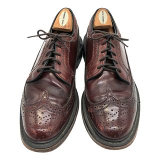 80年代 USA製 FLORSHEIM フローシャイム ロングウィングチップ レザーシューズ レッド (メンズ 8 D) 中古 古着 KA0891(ドレス/ビジネス)